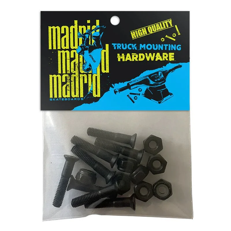 Custom Skateboard Hardware For Pro Customization-Madrid 1" Black Skateboards Hardware