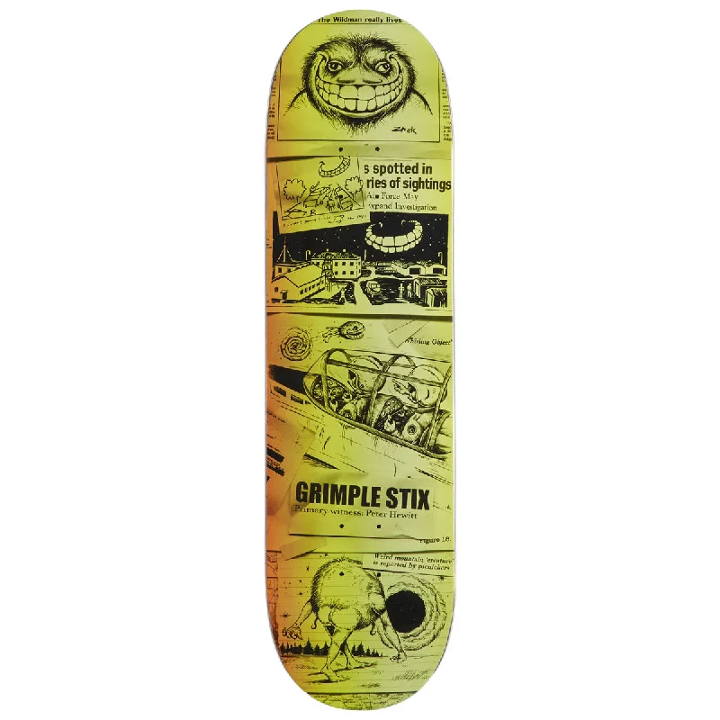 Personalized Skateboard Deck For Skateparks-Anti-Hero Hewitt Grimple Sticks Sightings Skateboard Deck - Yellow - 8.38"