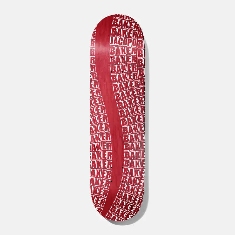 Personalized Skateboard Deck For Skateboarding Enthusiasts-Baker Skateboards Jacopo Carozzi Wavy Red Skateboard Deck - 8.125"