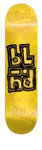 Custom Skateboard Deck For Eco-Friendly Materials-Blind OG Stacked Stamp Yellow Deck 7.75 in