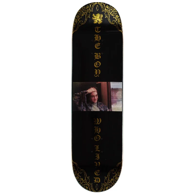 Custom Skateboard Deck For High-Speed Rides-Color Bars x Harry Potter Boy Who Lived Skateboard Deck - Black/Gold Foil - 8.38"