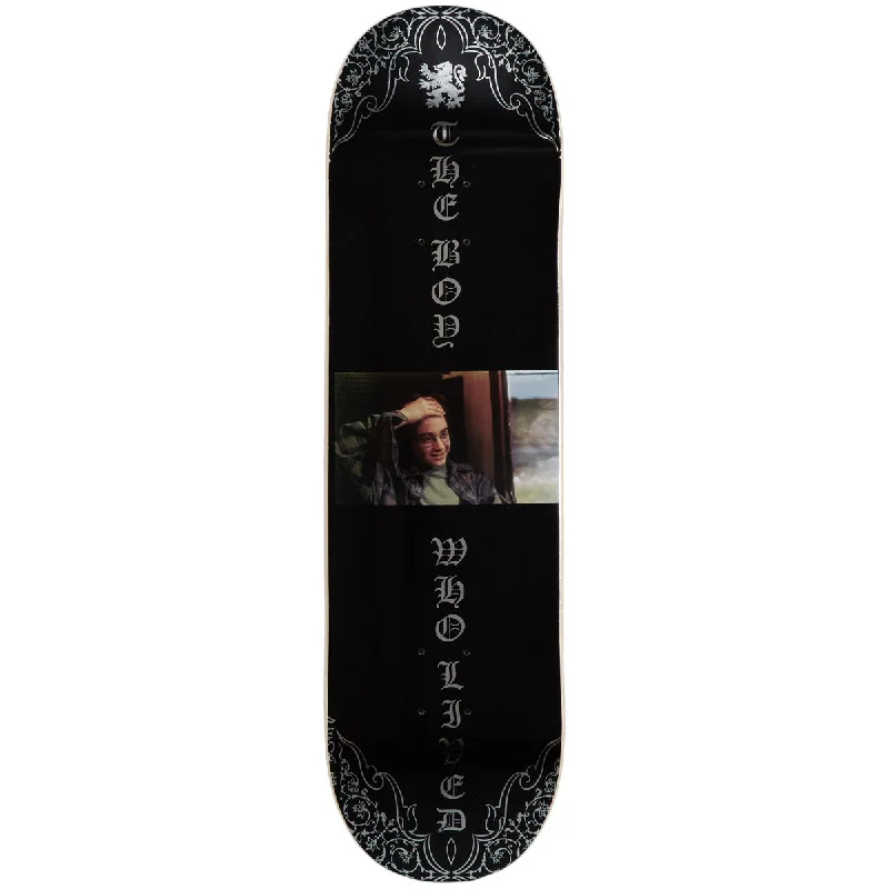 Custom Skateboard Deck For Street Style Fashion-Color Bars x Harry Potter Boy Who Lived Skateboard Deck - Black/Silver Foil - 8.50"