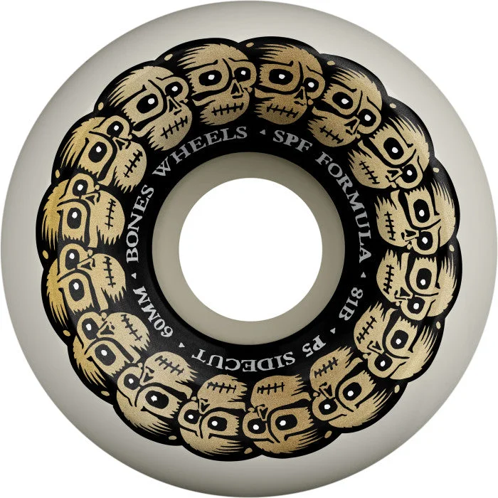 Skateboard Wheels With Custom Art-Bones - Circle Skulls P5 Sidecut Widecut SPF Skateboard Wheels