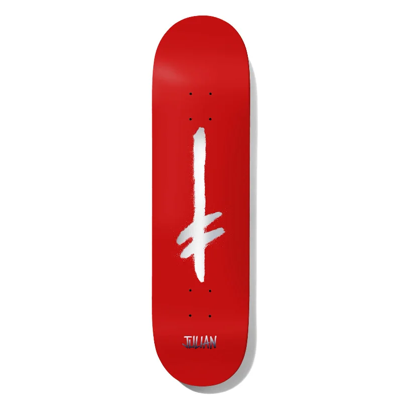 Personalized Skateboard Deck For Kids-Deathwish Julian Credo Red/Silver Foil Skateboard Deck - 8.125