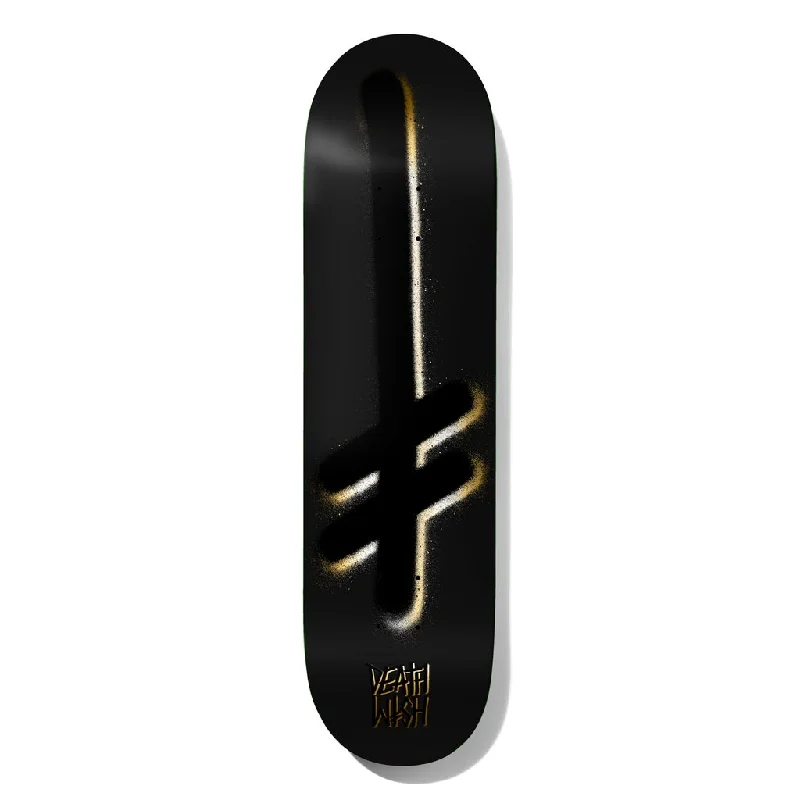 Custom Skateboard Deck For Athletic Performance-Deathwish Skateboards Gang Logo Black/Gold Skateboard Deck - 8.25