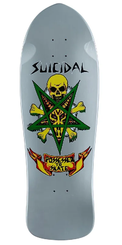 Custom Skateboard Deck For Beginner Skaters-Dogtown Possessed To Skate Reissue Skateboard Deck - Silver Full Dip - 10.125"