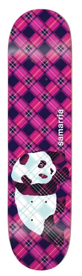 Personalized Skateboard Deck For Fast Rides-Enjoi Samarria Pink Plaid Panda Deck 8 in