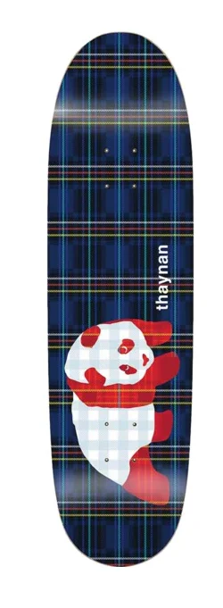 Custom Skateboard Deck With Colorful Designs-Enjoi Thaynan Blue Plaid Panda Deck 8.75 in