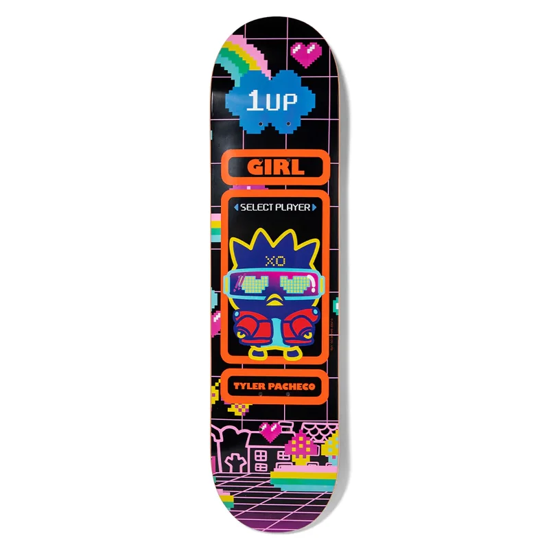 Personalized Skateboard Deck For Custom Graphics Design-Girl Pacheco x Sanrio Kawaii Arcade Deck