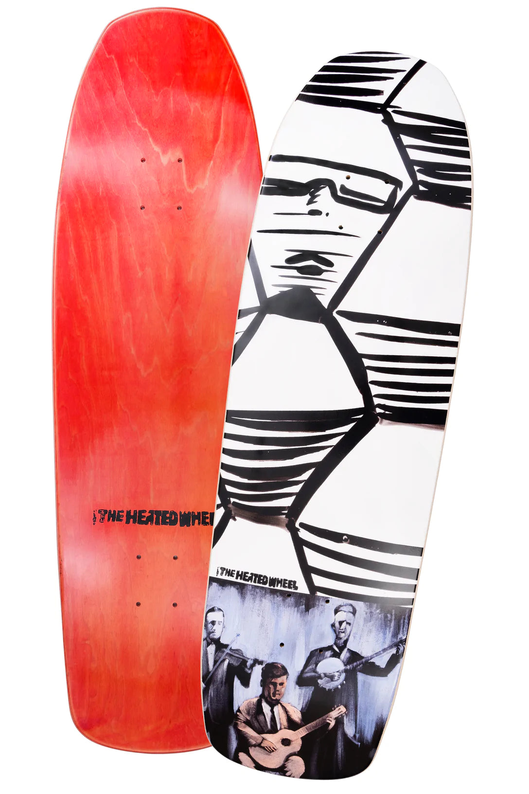 Personalized Skateboard Deck For Custom Artwork-Heated Wheels - TRIO Shaped Deck 9.0