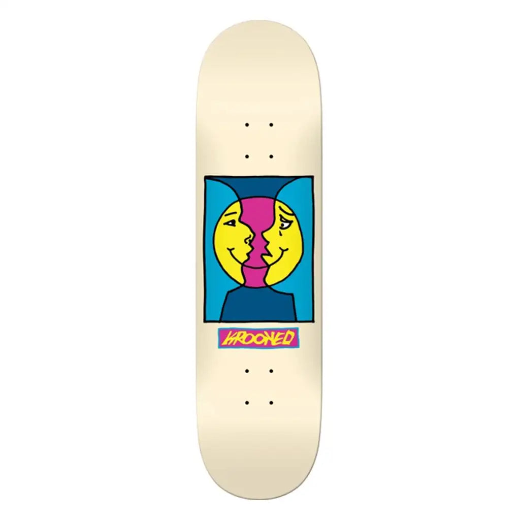 Custom Skateboard Deck For Streetwear Style-Krooked Moon Smile  Skateboard Deck Cream