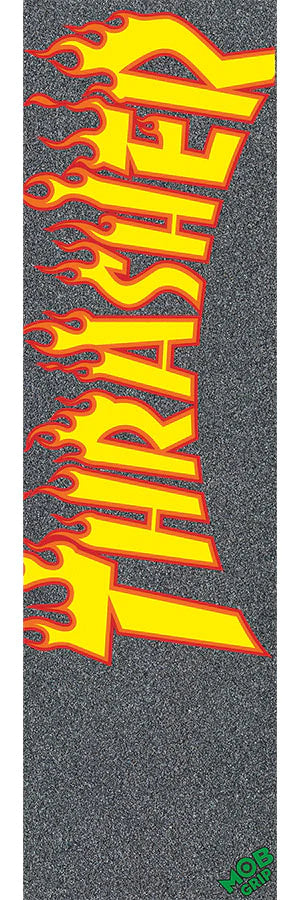 Skateboard Grip Tape For Easy Foot Movement-Mob - Thrasher Yellow and Orange Flame Grip