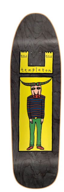 Custom Skateboard Deck For All Ages-New Deal Templeton Bull Man Old School Reissue Deck Black 9.35 in