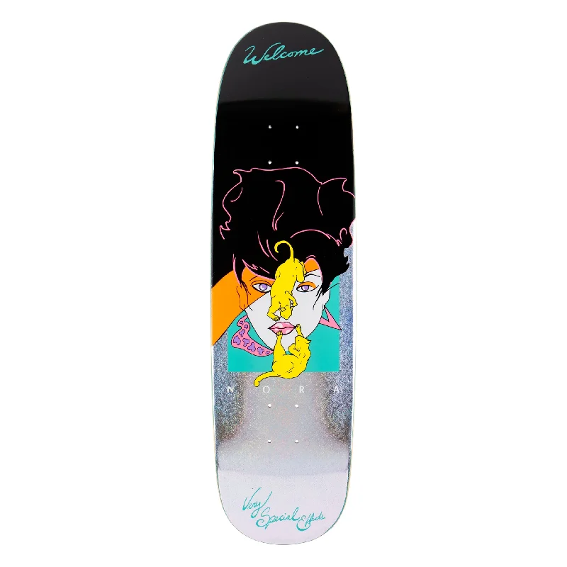 Personalized Skateboard Deck For Classic Look-Nora Vasconcellos Special Effects on Sphynx - Black/Glitter Foil - 8.8"