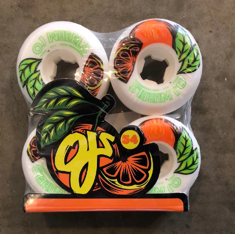 Custom Skateboard Wheels For Performance-OJ WHEELS - FROM CONCENTRATE - WHT/ORG - 54mm 101a