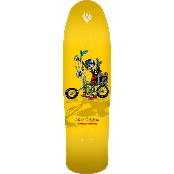 Custom Skateboard Deck For Eco-Friendly Materials-Powell Peralta - Caballero - Chopper Bike - Yellow Shaped Flight Deck 8.9 x 31.8