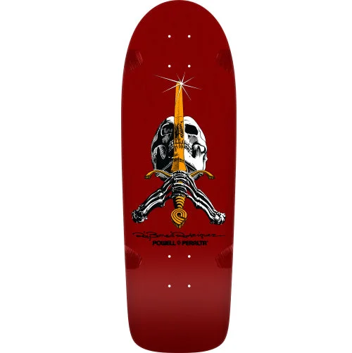 Custom Skateboard Deck For Custom Size Options-Powell Peralta Ray Rodriguez OG Skull & Sword Burgundy Reissue Skateboard Deck 10"