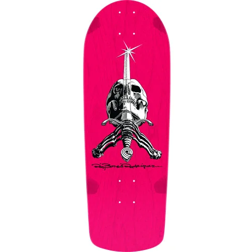 Custom Skateboard Deck For Outdoor Skating-Powell Peralta Ray Rodriguez OG Snub Skull & Sword Brite Lite Pink Reissue Skateboard Deck 10"