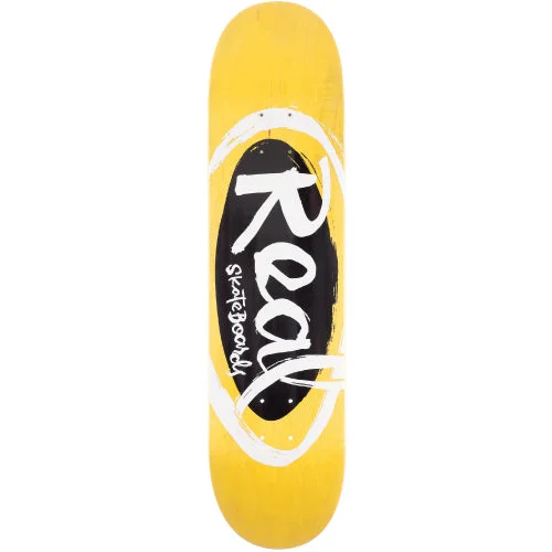 Custom Skateboard Deck For Team Customization-Real X Natas Kaupas Team Oval Skateboard Deck Yellow  8.5"