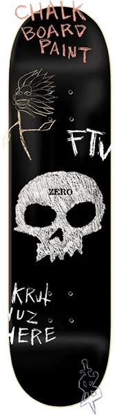 Custom Wooden Skateboard Deck-Zero - Single Skull Chalkboard Deck - 8.25