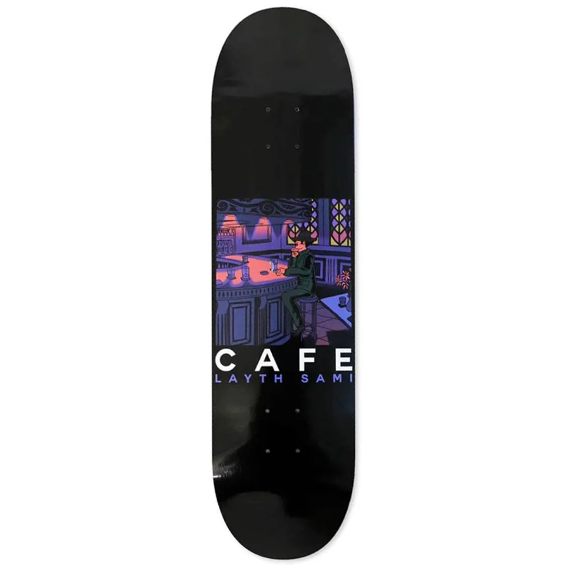 Personalized Skateboard Deck For Old-School Skating-Skateboard Cafe - Layth Sami Barfly Black Skateboard Deck - 8.75