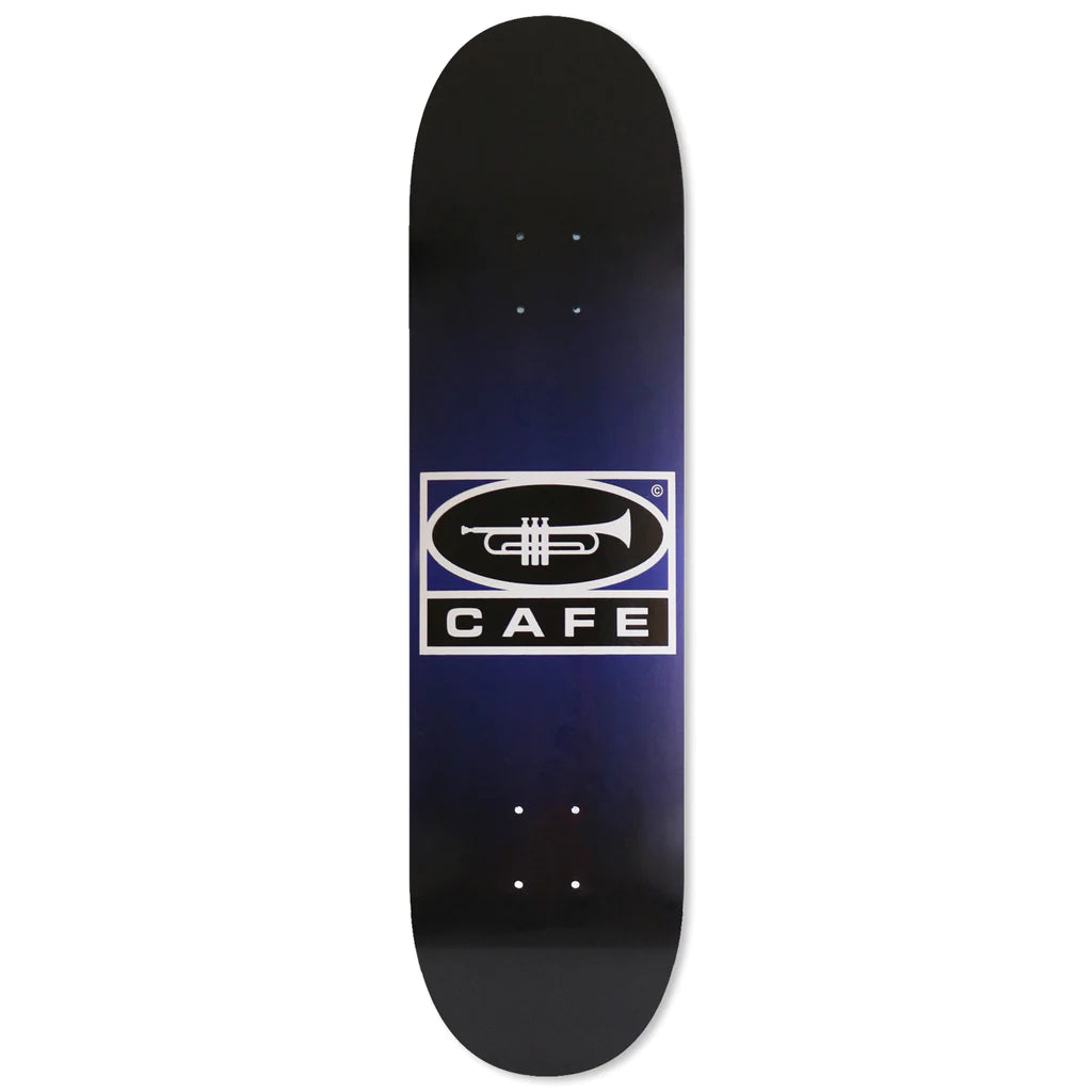 Custom Skateboard Deck For Custom Themes-Skateboard Cafe Trumpet Logo Skateboard Deck Navy/Black Fade - 8.5