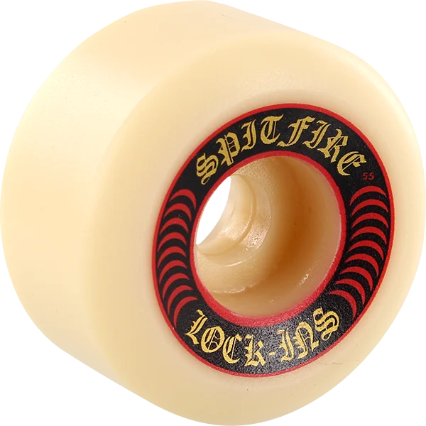 Skateboard Wheels For Custom Skate Decks-Spitfire - Formula 4 - Lock Ins - 101A/55MM - WHT W/RED