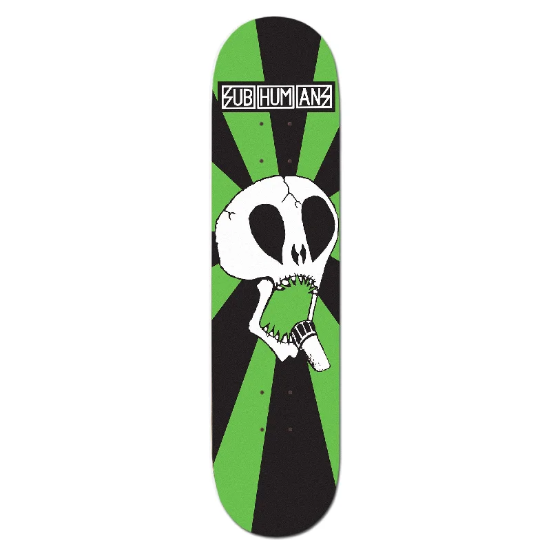 Personalized Skateboard Deck For Quick Tricks-Subhumans - Skull & Small Logo - Green Skateboard Deck