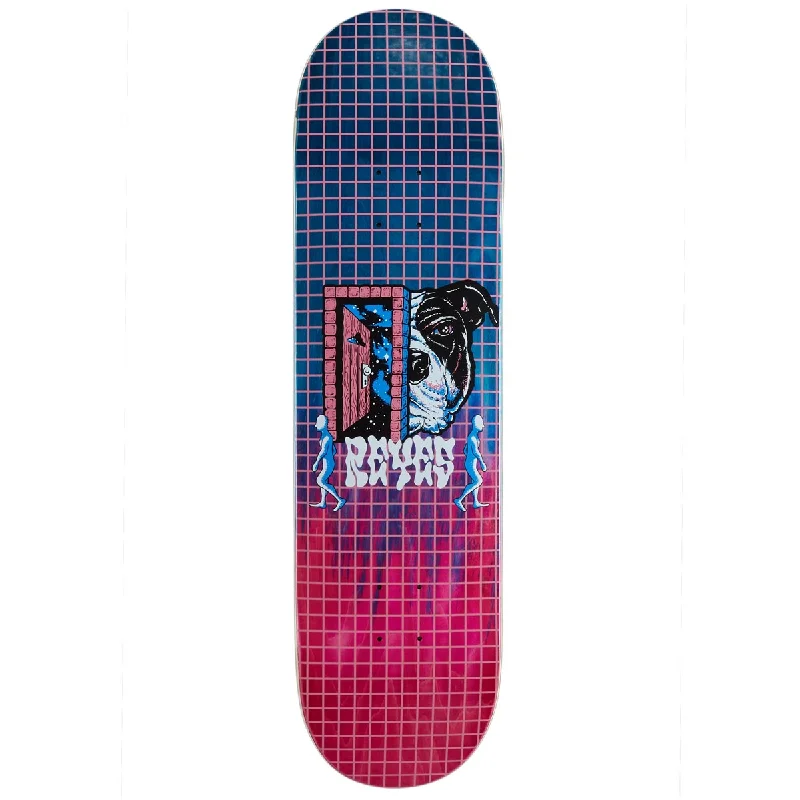 Custom Skateboard Deck For Streetwear Style-Thank You David Reyes Doorway Skateboard Deck - Pink/Blue Fade Woodgrain - 8.50"