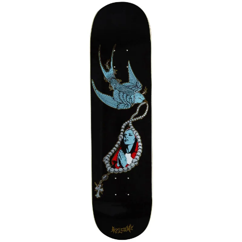 Custom Skateboard Deck For Beginners And Pros-Welcome Rosary On A Popsicle Skateboard Deck - Black/Gold Foil - 8.00"