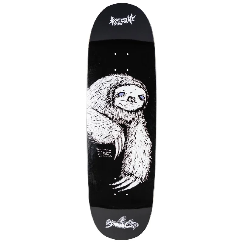 Custom Skateboard Deck For Outdoor Skateboarding-Welcome Sloth On A Boline 2.0 Skateboard Deck - Black/White - 9.50"