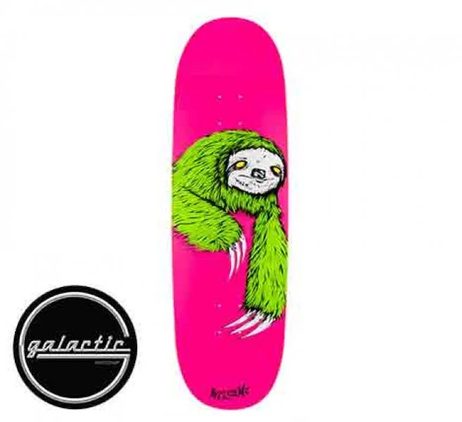 Personalized Skateboard Deck For Skate Park Enthusiasts-Welcome Sloth on Boline Deck (Pink) 9.5"