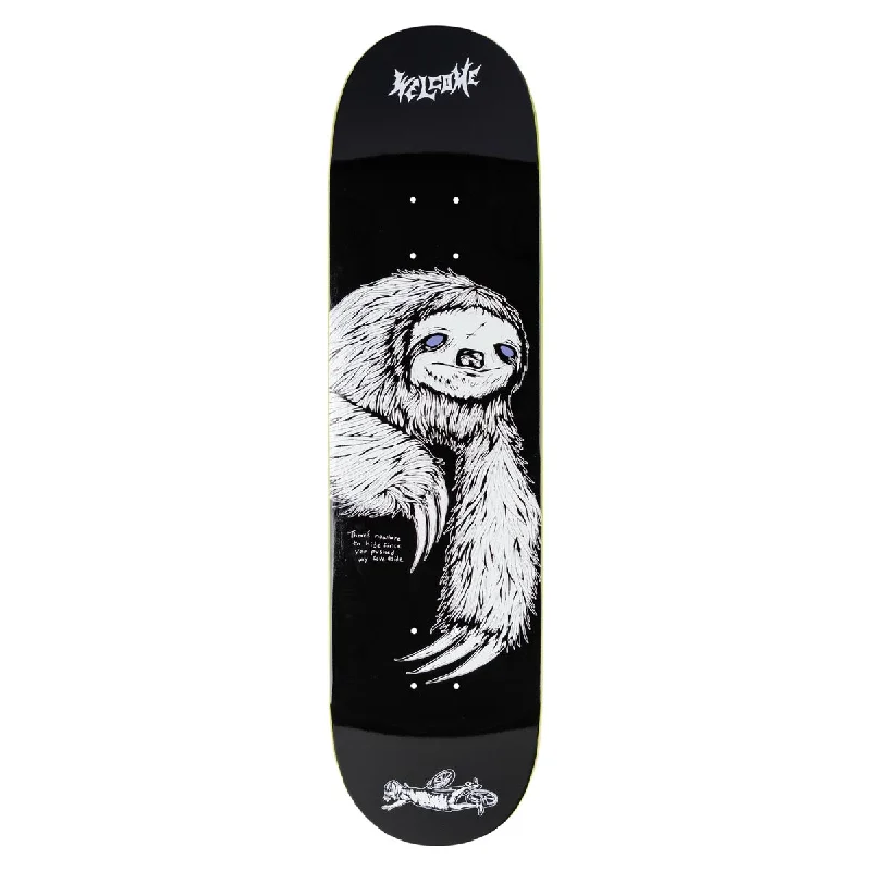 Custom Skateboard Deck For College Students-Welcome Sloth Skateboard Deck - Black/White - 8.25"