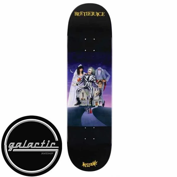 Personalized Skateboard Deck For Longboard Skating-WELCOME X Beetlejuice SHOWTIME ON POPSICLE BLACK/PURPLE DIP Deck 8.5"