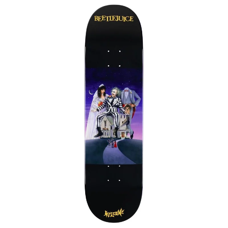 Custom Skateboard Deck For Urban Skating-Welcome x Beetlejuice Showtime Skateboard Deck - Black/Purple Dip - 8.50"