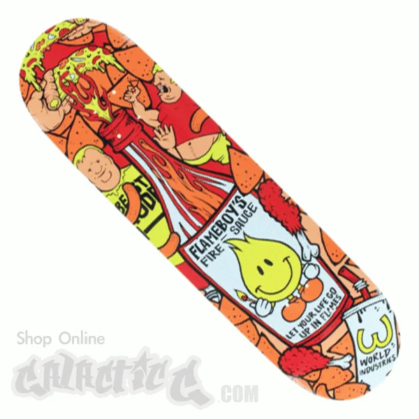 Custom Skateboard Deck For Beginner And Advanced Skaters-World Industries Flame Boy Fire Sauce Deck 8.1"